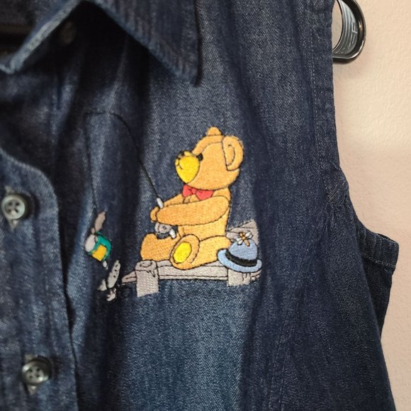 VTG Dockers Denim 100% Cotton Embroidered Vest Women's Size L - Picture 2 of 9